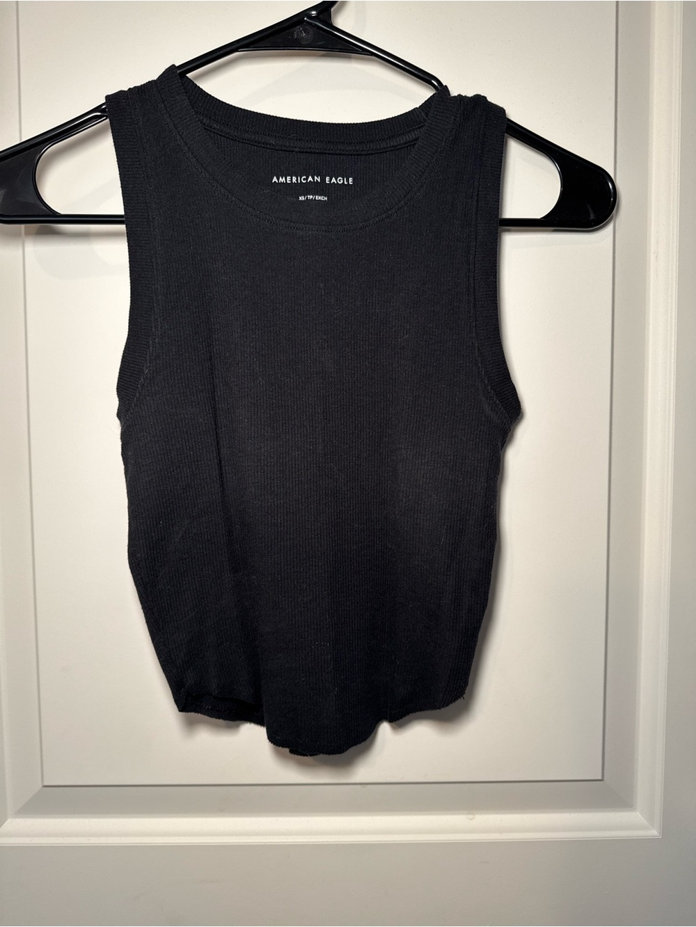 American Eagle Outfitters Black Ribbed Cropped Tank